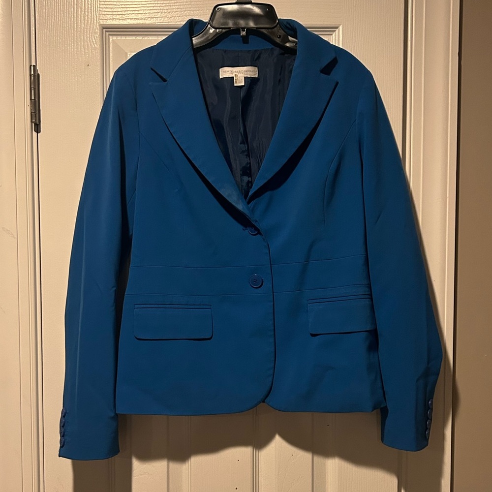 New York & Company Blue Blazer with Notched Lapel